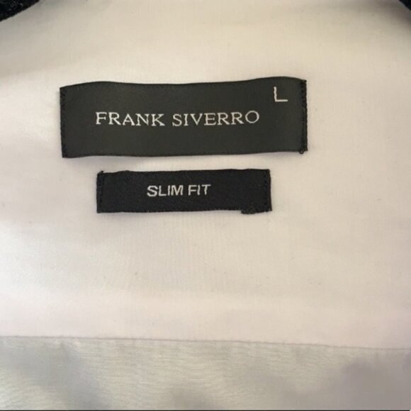frank Siverro white slim fit button down dress shirt size Large - Picture 6 of 9